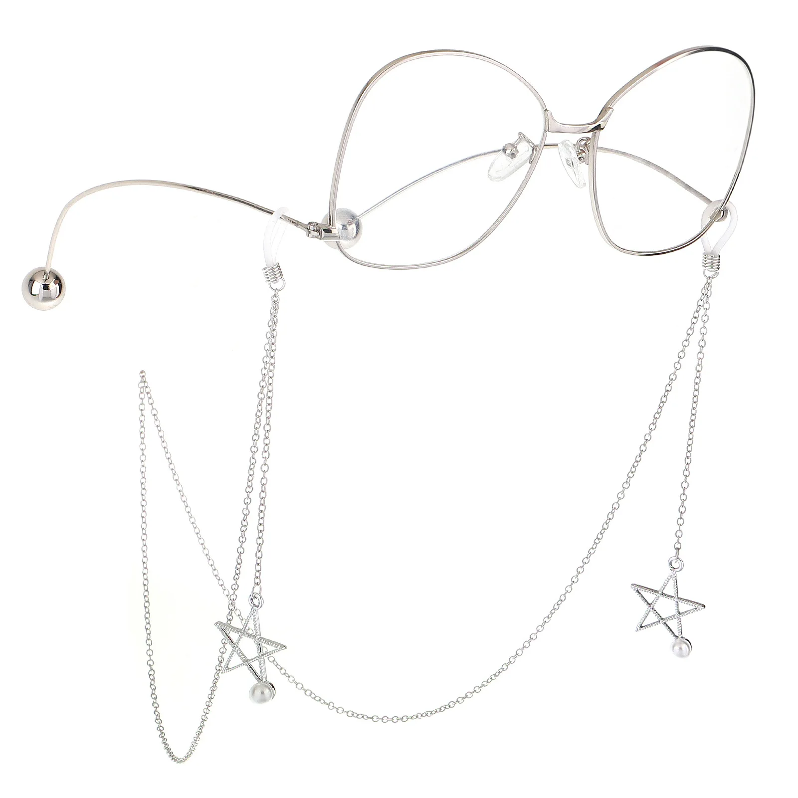 

2pcs Fashion Sun Glasses Star Eyeglasses Chain Women Outside Casual Sunglasses Accessory Necklace Gift Mask Hanging Rope