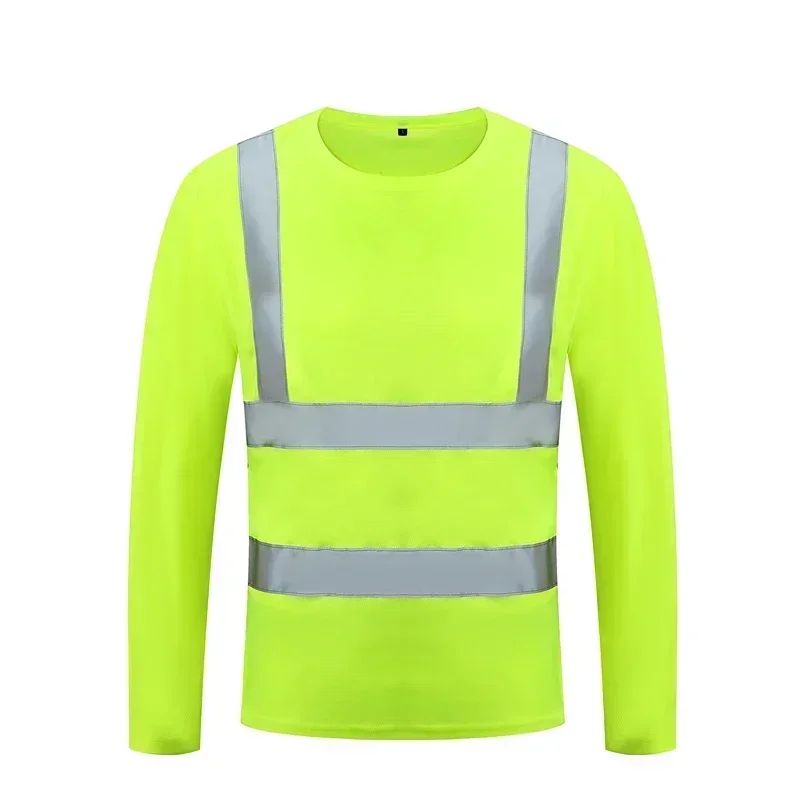 Imagem -02 - Fluorescente Amarelo Alta Visibilidade Camisas Reflexivas T-shirt de Segurança Manga Comprida hi Vis Camisa Quick Dry Trabalho de Construção