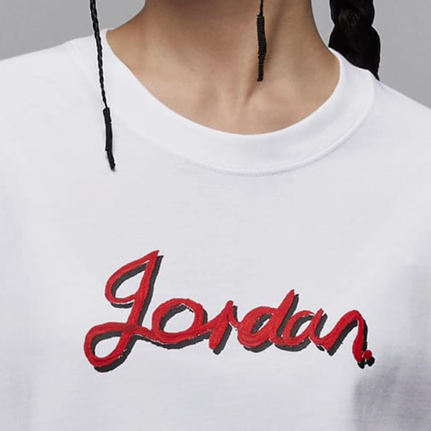 تي شيرت Nike Official Authentic JORDAN للسيدات فضفاض مناسب مطبوع وجيد التهوية كاجوال بأكمام قصيرة HQ3676-100