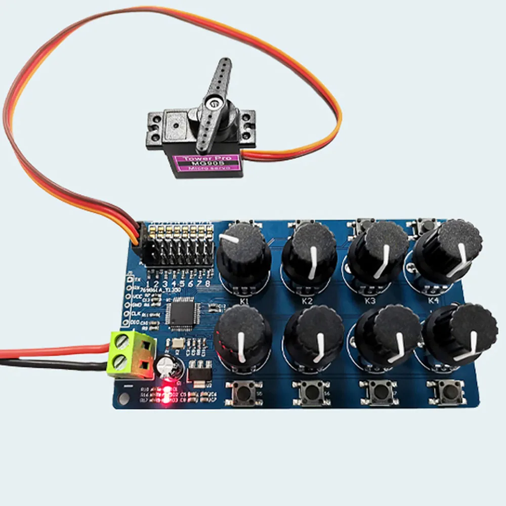 

5-9 в MG995 MG996 SG90 8-канальные сервоприводы, регулируемая ручка, последовательная плата управления, фотосигнал, модуль отладки рулевого механизма
