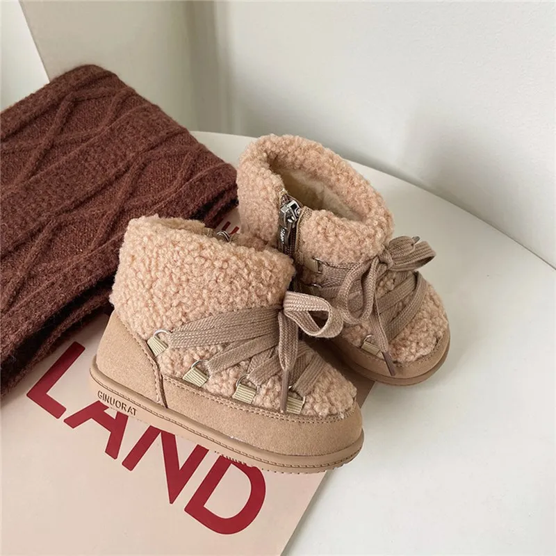 2023 New Autumn/Winter Baby Boots Warm Fur Rubber Sole Toddler Kids Cotton Shoes Infant Boots Fashion Toddler Boys Girls Boots