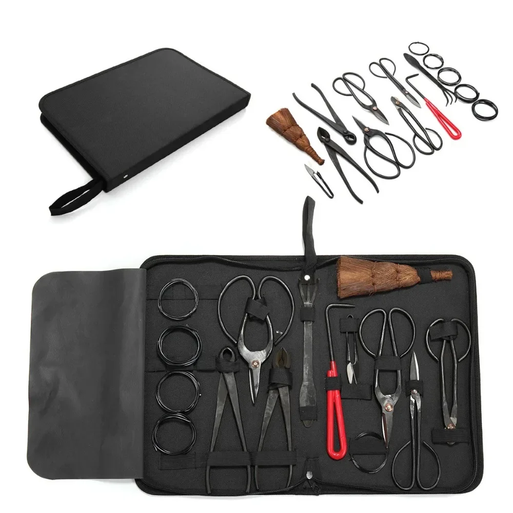 High Quality Gardening Bonsai Tool Set Multi-function Bonsai Kit 14 Piece Set Carbon Steel Cutting Kit and Tool Kit / Rolling