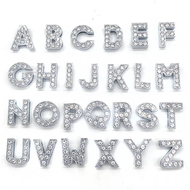 Shinning Letters Alphabets Shoe Charms for Women Girls Shoe Decorations Pins Lady Style Accessories Clog Buckles