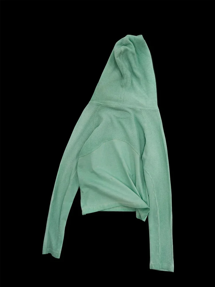 Winter Women Y2K Streetwear Mint Green Hooded Long Sleeve Slim Fit Lightweight Breathable Pullover Top Casual Sports Hoodie Wear - view 6