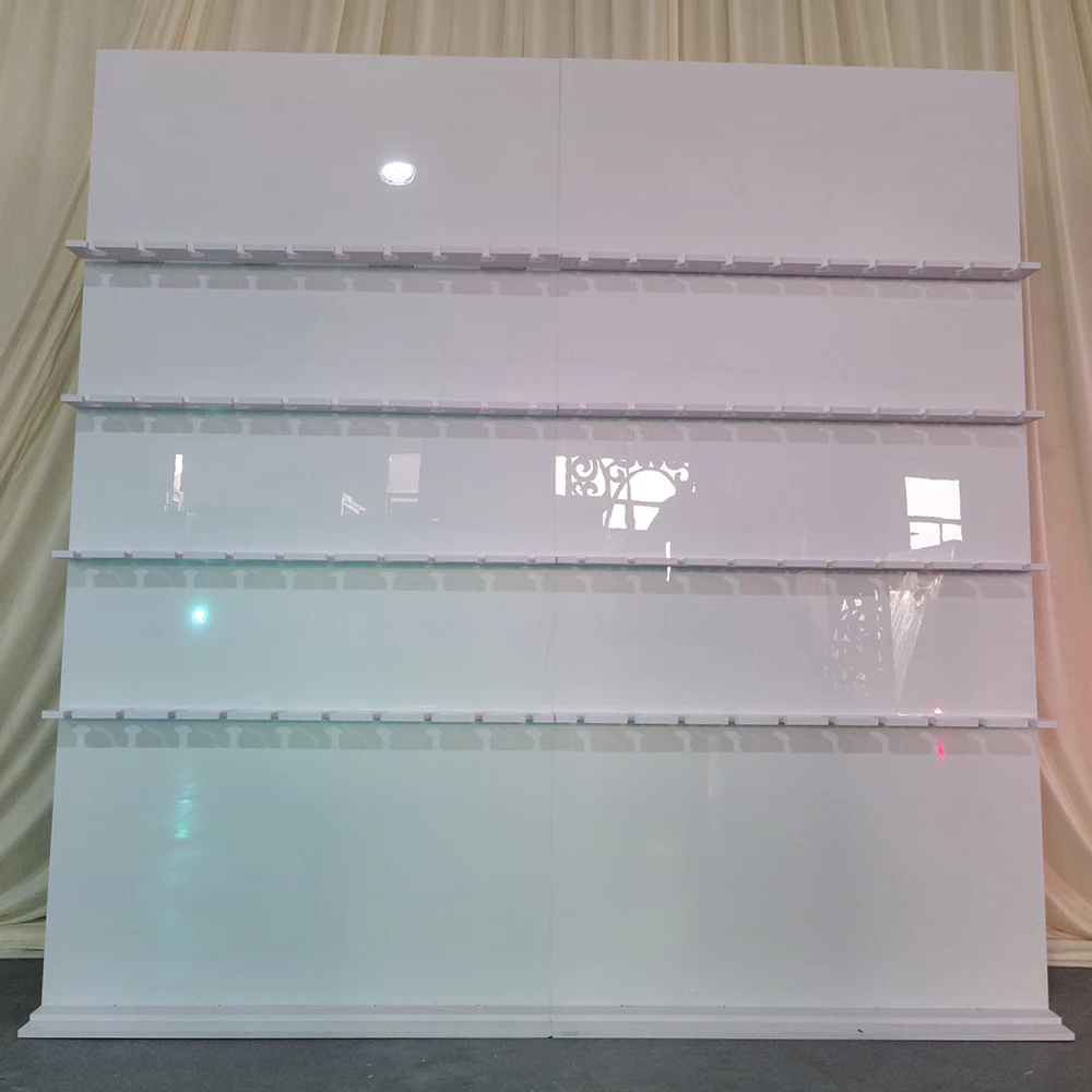 for Exquisite Beautiful White Rectangle Acrylic Champagne Glasses Holder Outside For Wedding Decoration