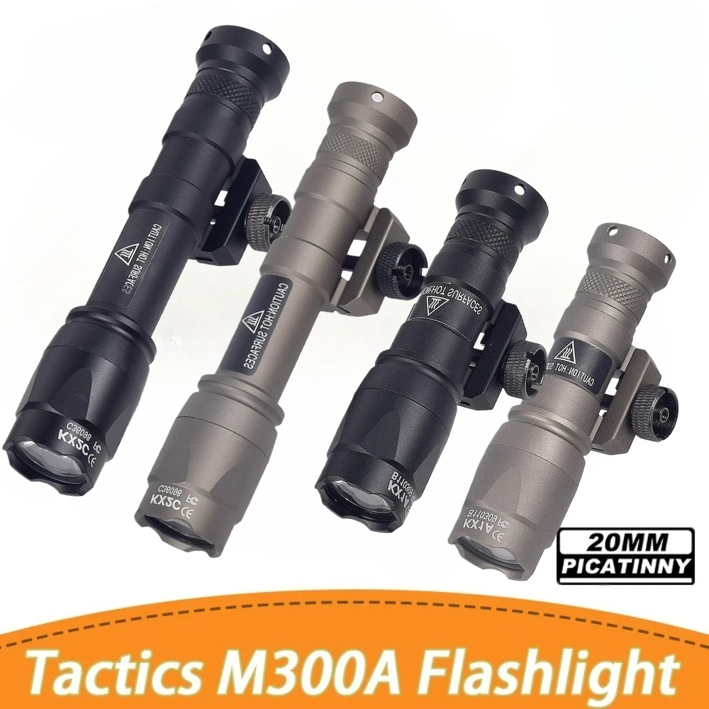 

M600C M300A Tactical Gun Light Airsoft Scout Rifle LED Flashlight Fit 20mm Rail with Pressure Switch for Outdoor Hunting