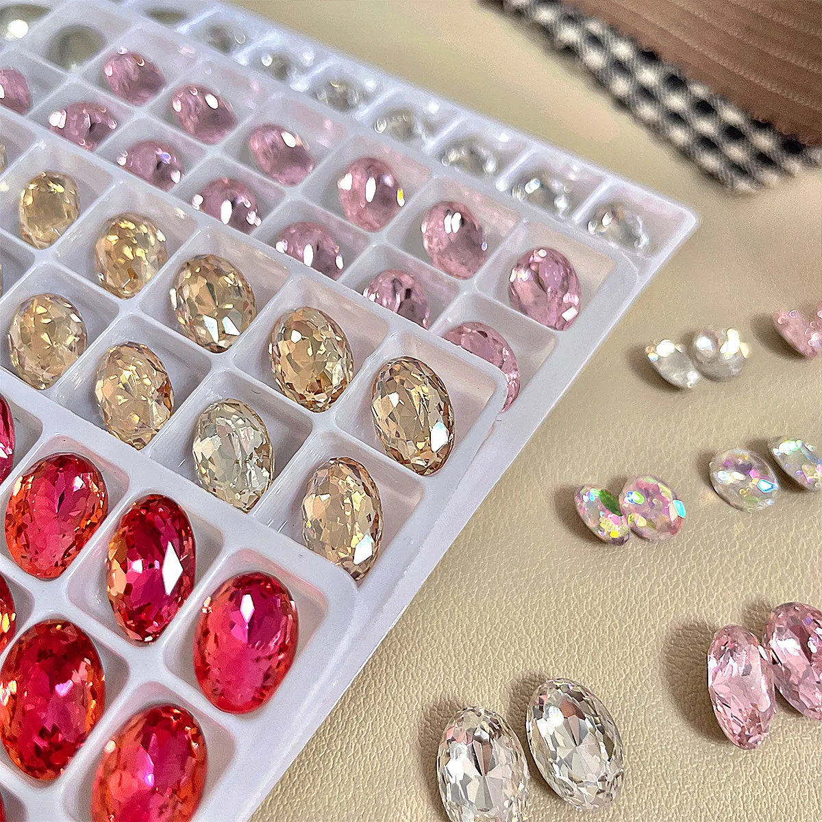 10PCS Sparkle K9 Oval Pointed Diamonds Colorful Pigoen Glass Nail Art Rhinestones Jewel Decorations Manicure Pretty Charms