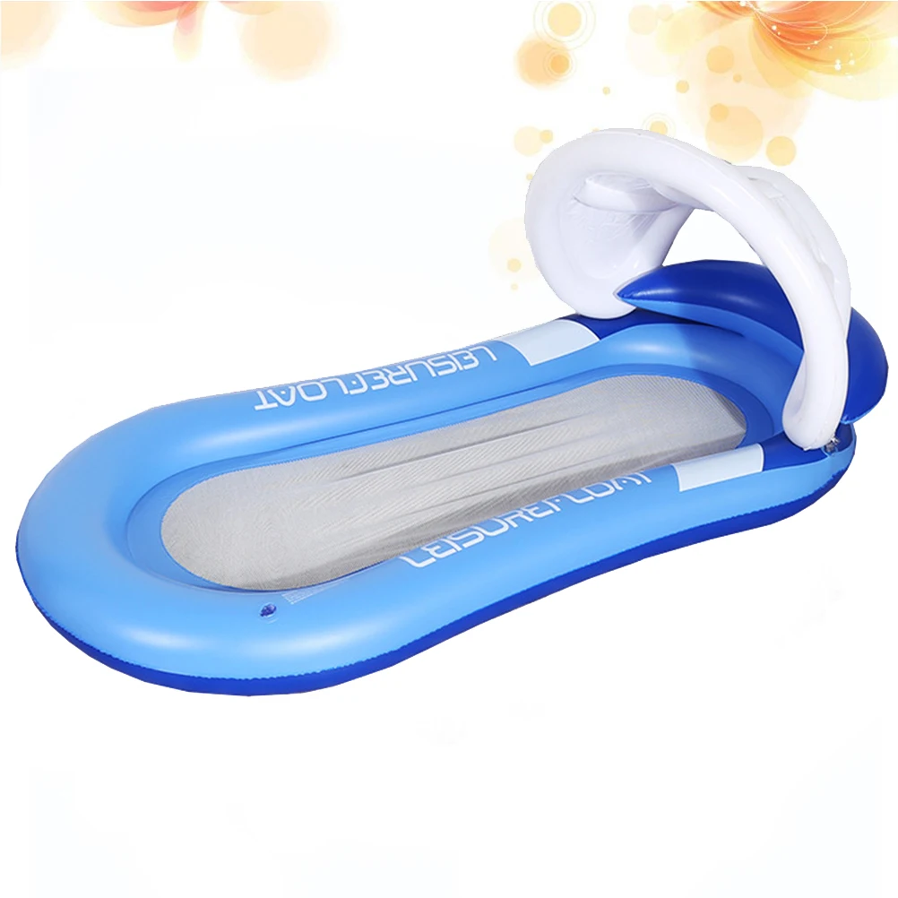 

1PC Inflatable Floating Bed Water Hammock Recliner Foldable Detachable Awning Sunshade Pool Lake Beach Large Buoyancy Armrests