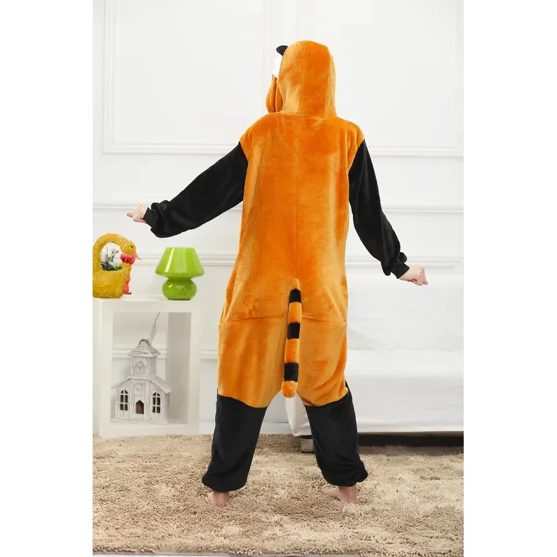 Procione orso adulto tutina pigiameria pigiama animale Cosplay flanella pigiama caldo inverno notte indossa pigiama set Costume di Halloween