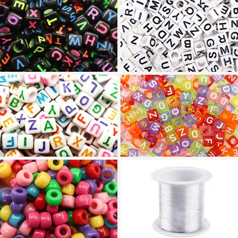 Acrylic Alphabet Letters Mixed Bead Multicolor Bead Crystal Rope for Jewelry Making