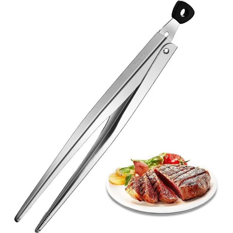 ABAE-Multi-Function Kitchen Tongs 12-Inch Locking Stainless Steel For Grills, For Steaks, Bread Pizza,Salads