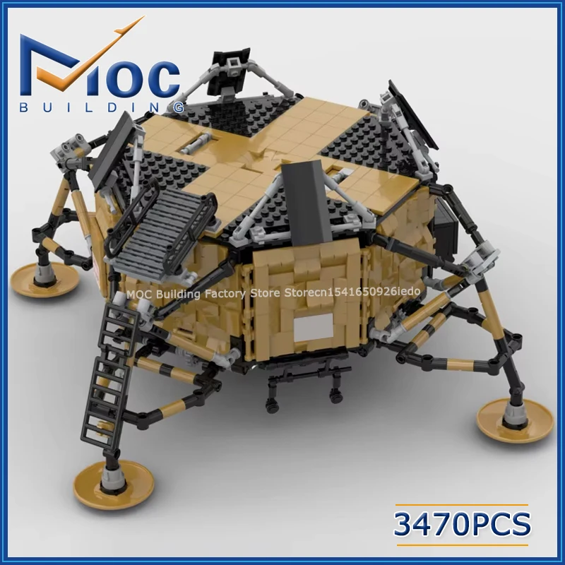 

MOC Building Blocks Space Series Apollo 11 Lunar Module Spacecraft Model DIY Assembly Bricks Collection Display Creative Gifts