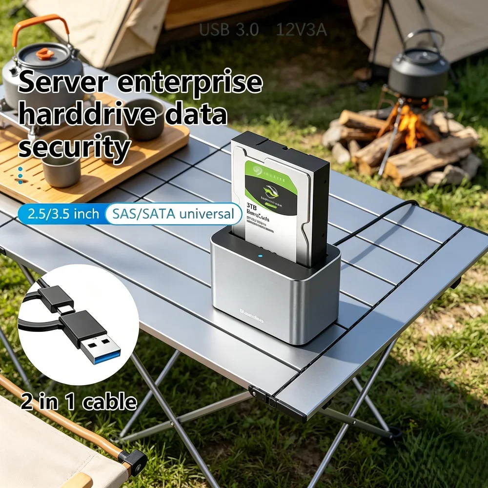 

2.5/3.5 Inch SAS/SATA Hard Drive Enclosure, SATA to USB 3.0 HDD Docking Station, External Hard Disk Storage Case