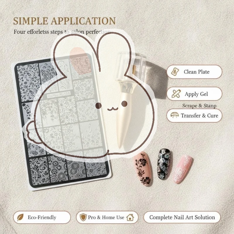 Vintage Blooming Flowers Nail Stamping Plates Multi Fishtail Styles Smooth Edge Nail Art Stencils for DIY Manicure Nail Salon