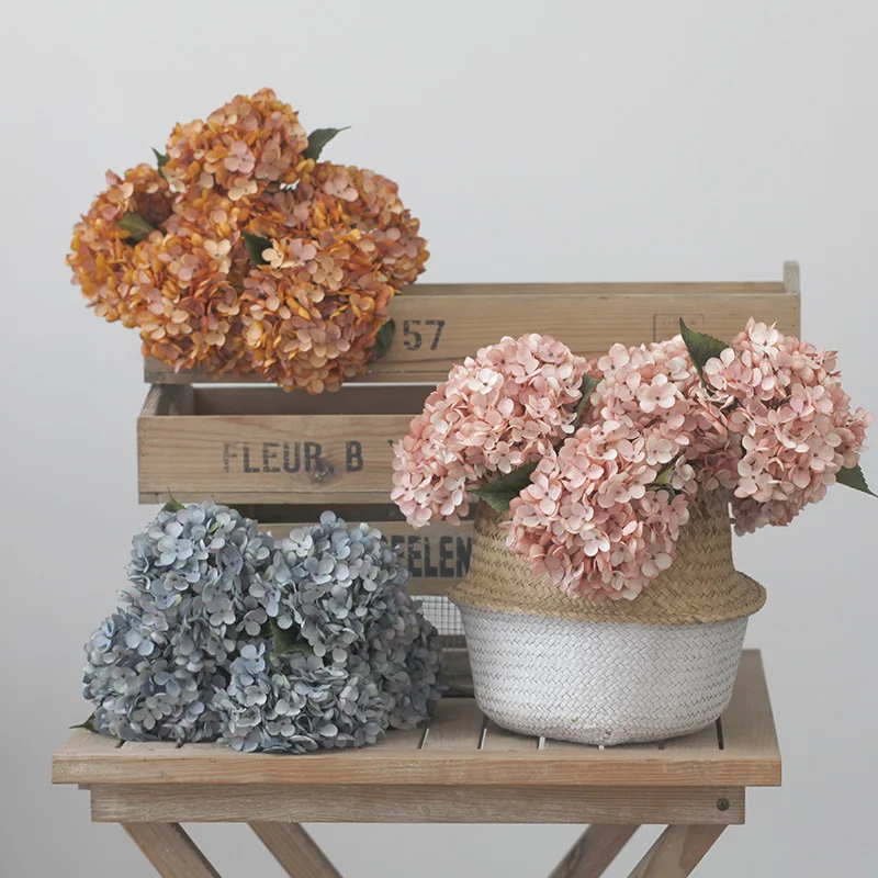 Artificial Silk Hydrangea Flower Bride Bouquet Home Decoration Wedding Floral Arrangement Accessories Photo Props H7103 H6265