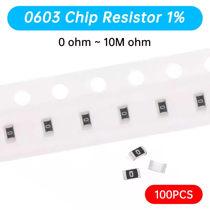 100pcs 1% 0603 SMD resistor 0R ~ 10M 1/4W 0 0.1 1 10 100 150 220 330 ohm 1K 2.2K 4.7K 10K 100K 1R 10R 100R 150R 220R 330R 1M 10M