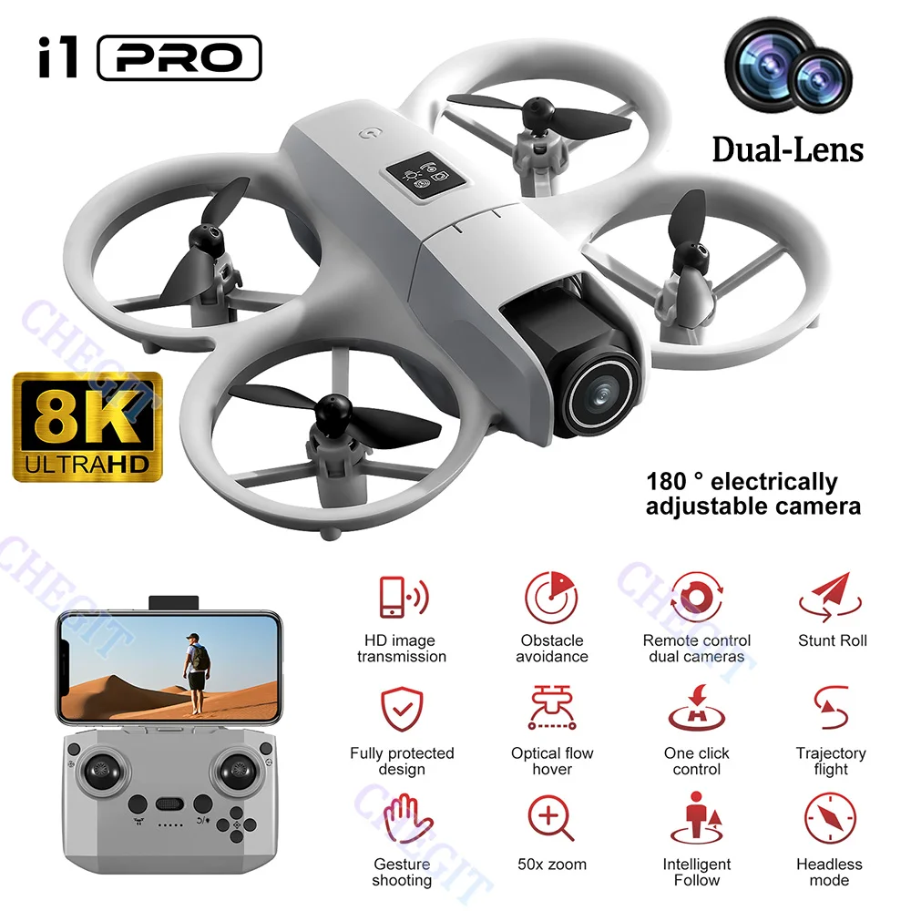 Mini drone câmera dupla 8k hdaerial aeronave evitar obstáculos uav avião de controle remoto fixo presente brinquedos avião de brinquedo