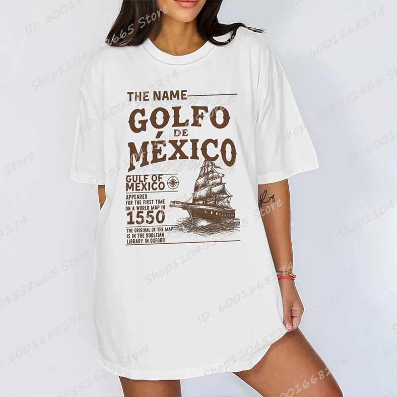 The Name Golfo De Mexico Gulf Of Mexico Print Tee Shirt For Women/Men Summer Short Sleeve O Neck T Shirt Creative Oversized Tops