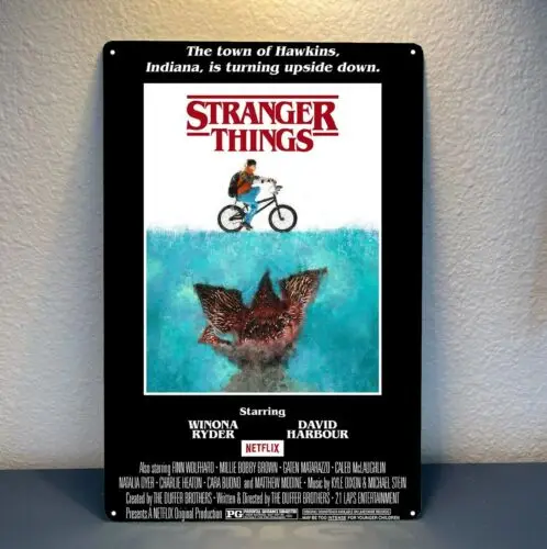 1p，Stranger Things Tv Series Movie Metal Poster Tin Sign - 20x30cm Plate