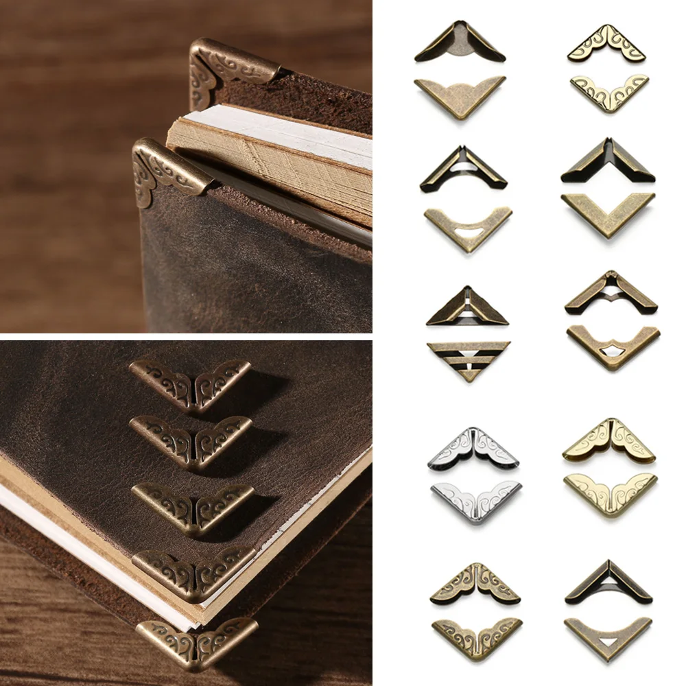 4Pcs DIY Book Cover Decoration Metal Corners Scrapbook Accessories Book Corner Protector Photo Albums