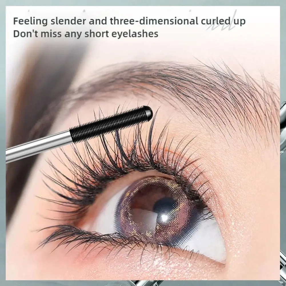 Mascara per ciglia in ferro metallico Mascara in fibra di seta impermeabile Nero Estensioni per ciglia arricciate lunghe Cosmetici per il trucco degli occhi non agglomeranti