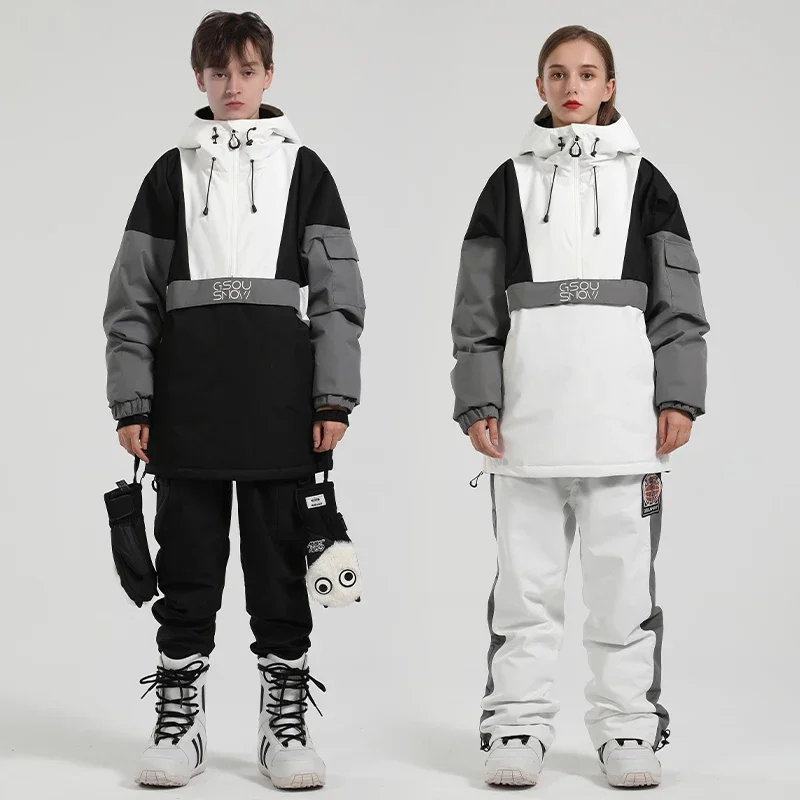 Traje de esquí cálido para mujer y hombre, chaqueta de Snowboard, conjuntos de esquí gruesos, pantalones de nieve al aire libre, chándal impermeable a prueba de viento, invierno, nuevo, 2025