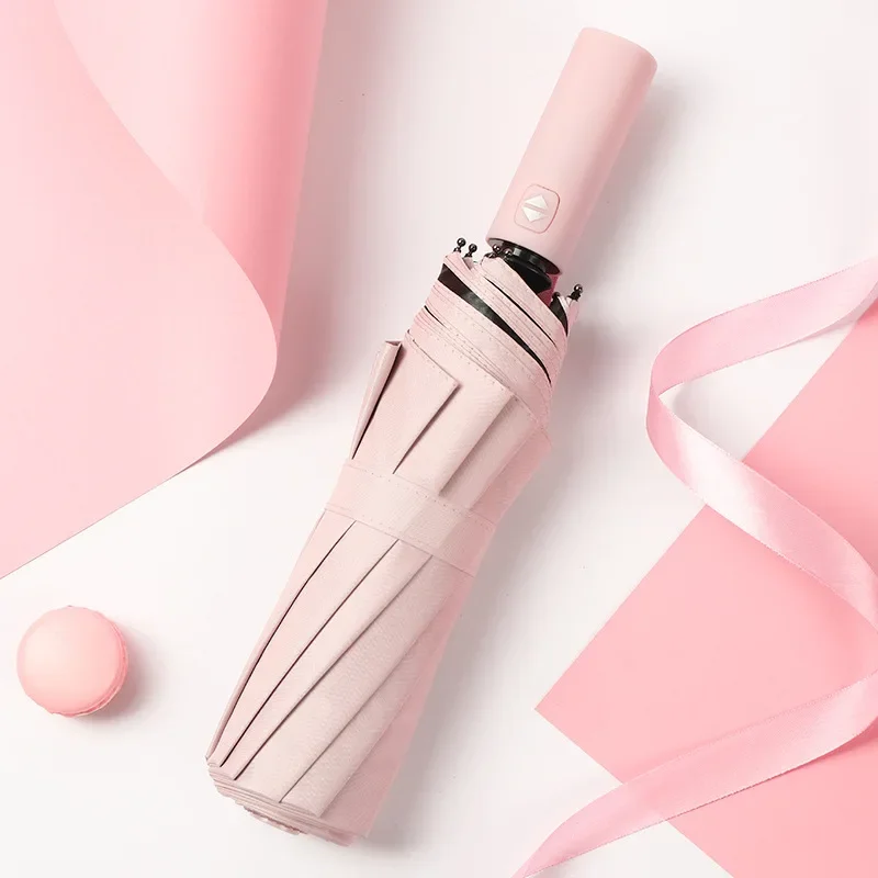 

Automatic Open Windproof Umbrella, 12-Ribs Double Layer Strong Rain Umbrella for Men, Parasol for Storm Protection