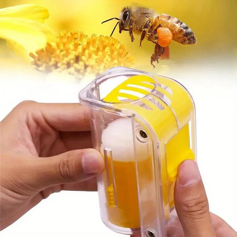 1Pc Bee Queen Marker Bottle Plastic One Handed Marking Catcher with Plunger for Garden Beekeeping Supplies