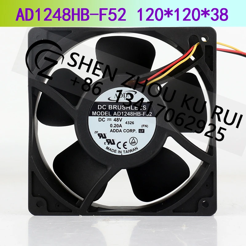 

ADDA 48 В 0,20 А 12038 12 см трехпроводной промышленный инвертор Алюминиевая рама AD1248HB-F52 охлаждающий вентилятор