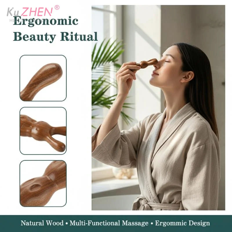 1PCS Sandalwood Cute Rabbit Massage Comb Head Face Nose Eye Neck Scraping Comb Anti-static Acupoint Meridian Massage Comb