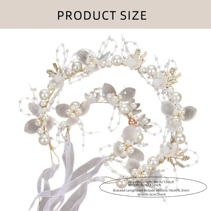 Elegante flor menina tiaras headpiece flor pulso para vestido casamento evento formal