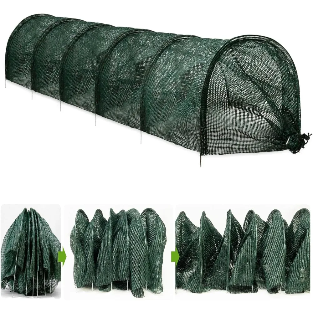 Collapsible Greenhouse Mesh Tunnel  2 in 1 Portable Protection From Sun Heat Durable Cover for Backyard Farms & Greenhouses