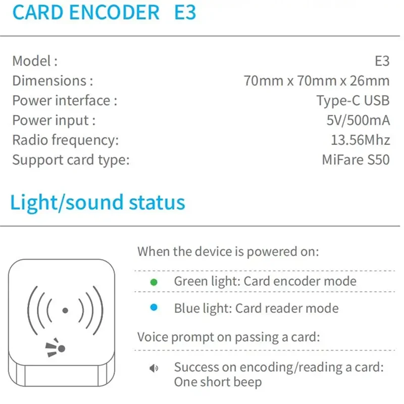 

ABDE-TTLOCK Smart Card Encoder NFC 13.56M M1 IC Card Reader RFID Chip Scanner For TT Hotel TT Renting System Software Hotel