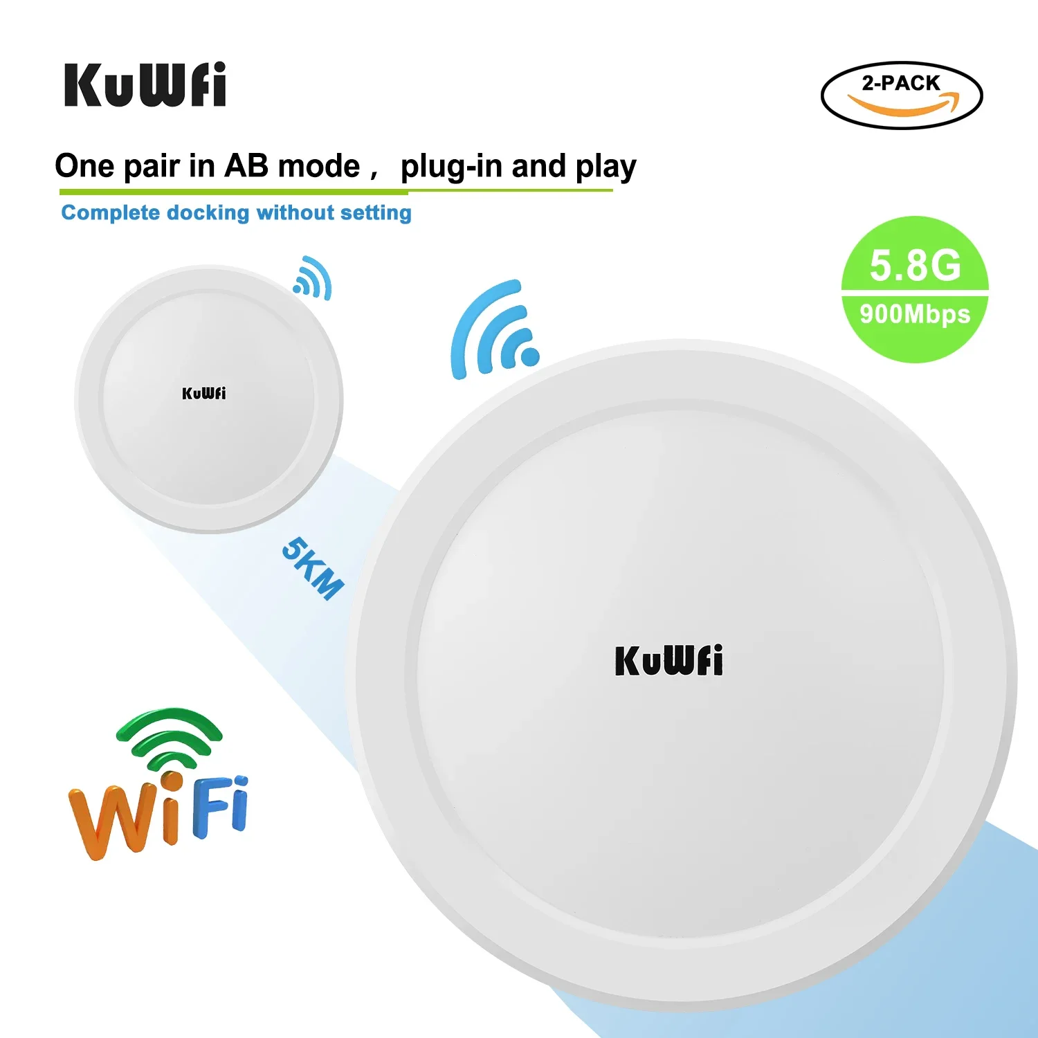 customize KuWFi 1200mbps gigabit rj45 high gain Antennas 5km long range wireless coverage wifi bridge with led Indicators