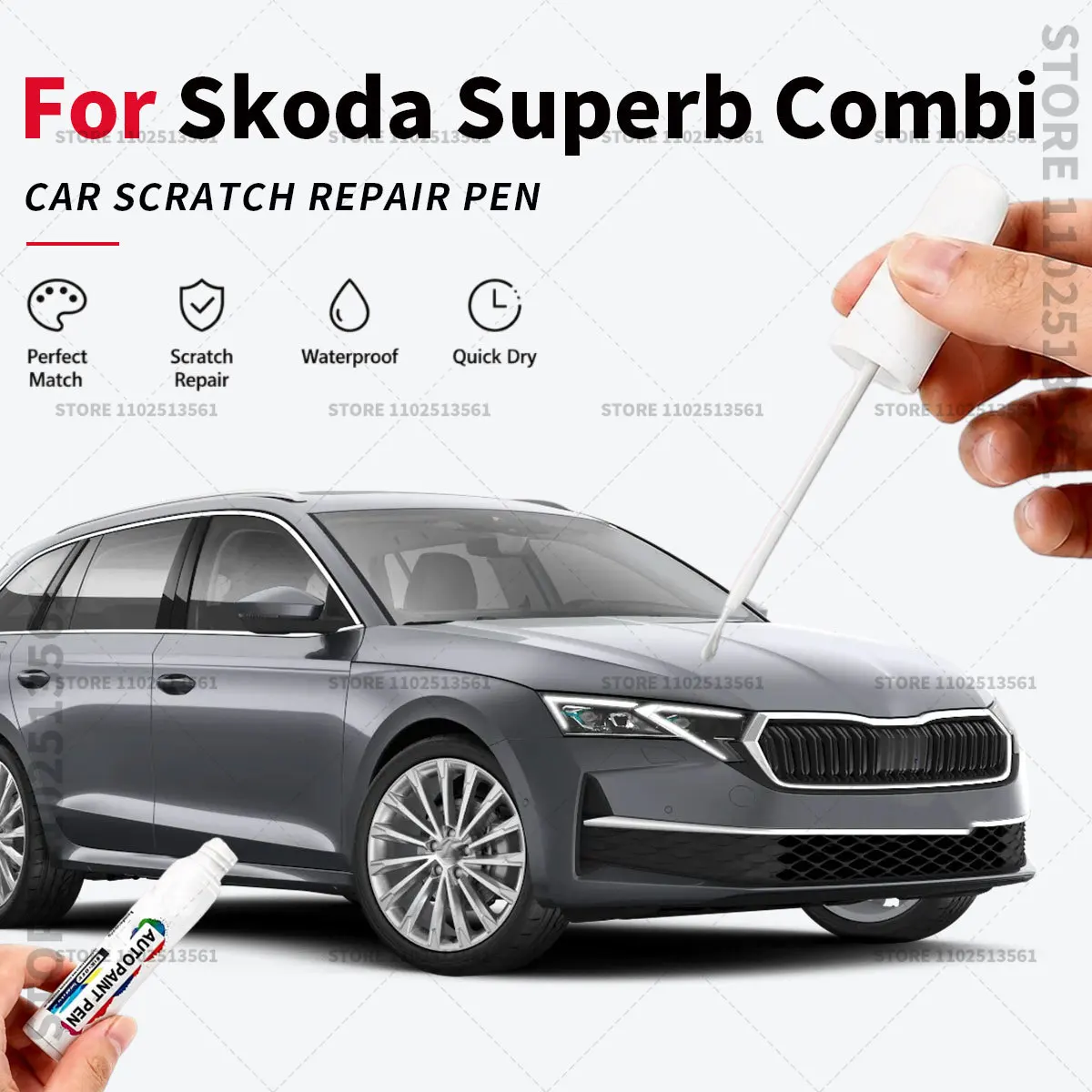 Car Paint Repair Marker Pen Quick Dry Scratch Remover Touch Up Coating Pen For Auto Accessories For Skoda Superb Combi Black Red