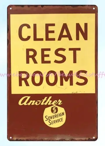 Sovereign Service clean rest rooms metal tin sign metal panel artwork