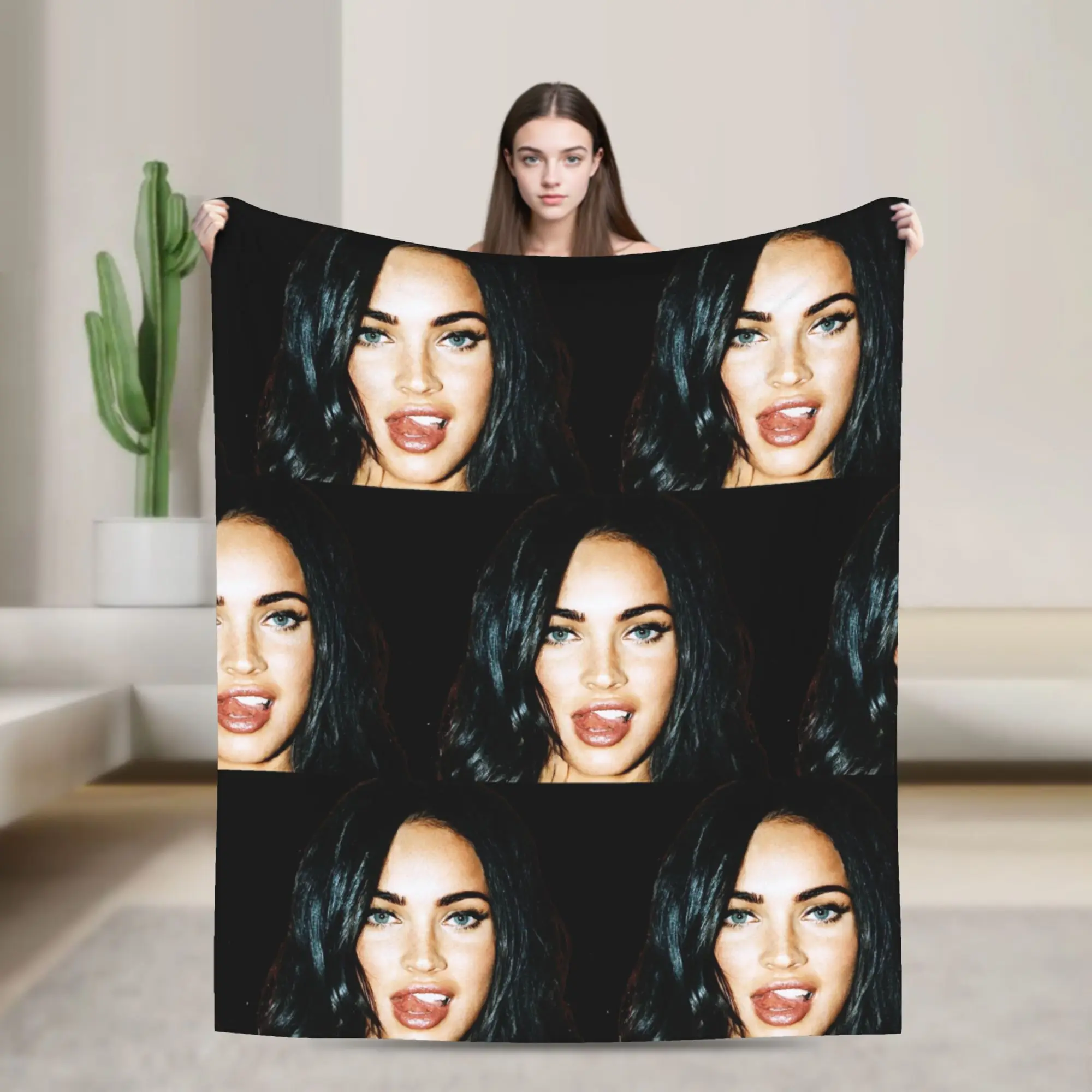 Megan Fox Tongue  Blankets  Flannel Funny Soft Throw Blanket for Bed Sofa Summer
