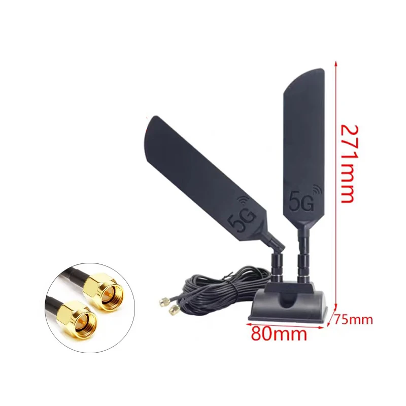 GSM 4G 5G Antenna 600-6000MHz 48dBi High Gain Omni Magnetic Base Aerial SMA Male TS9 for HUAWEI ZTE CPE Huawei WIFI Router Modem