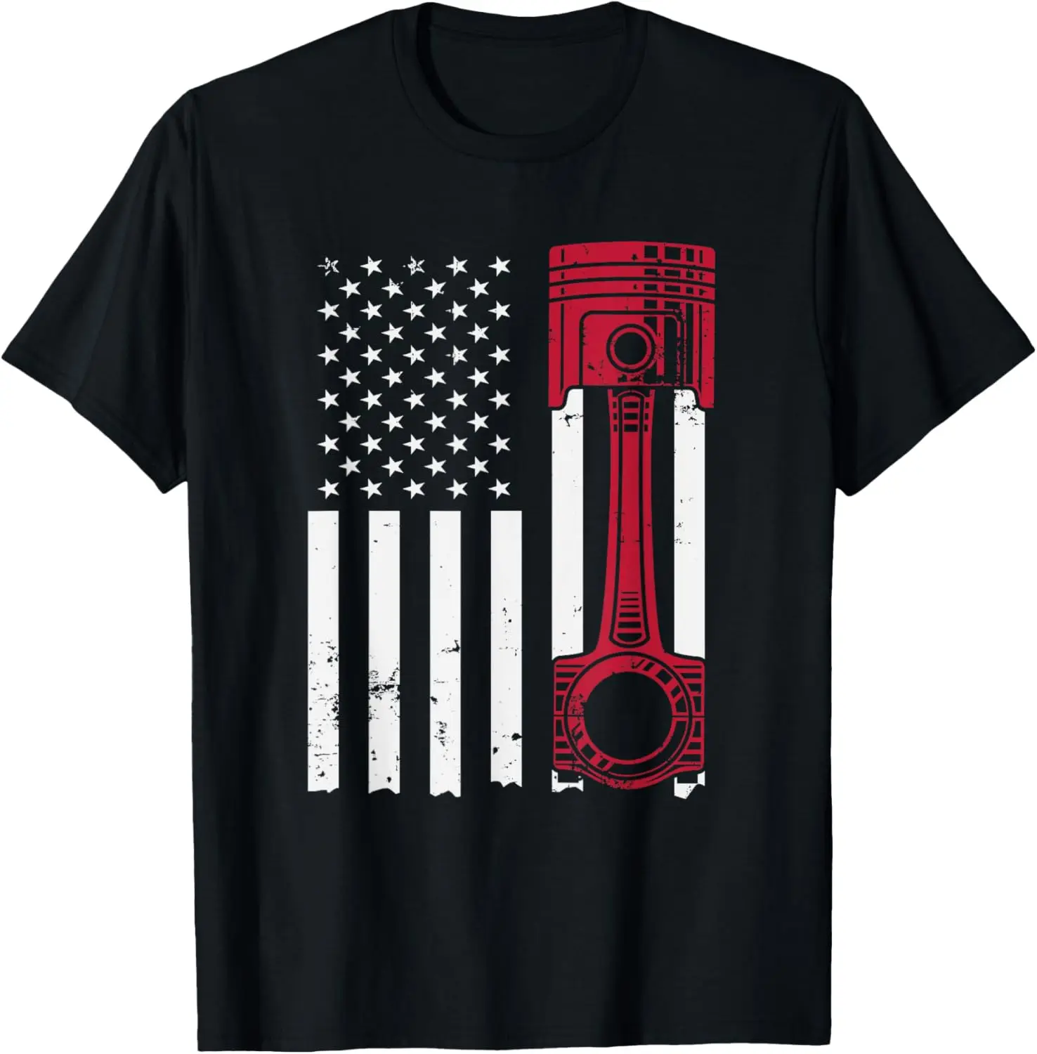 Car Enthusiast American Flag Piston Muscle Car T-Shirt T-Shirt