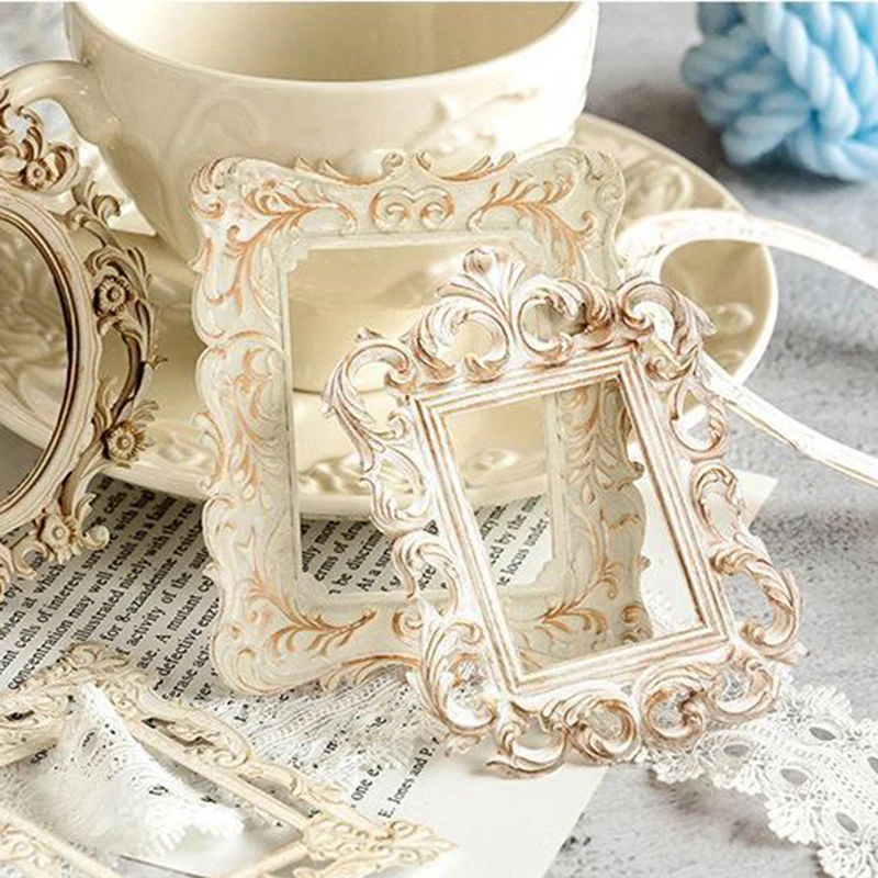 Hollow Embossed Photo Frame Material Paper Junk Journal Planner Scrapbooking Vintage Decor DIY Craft Cardstock