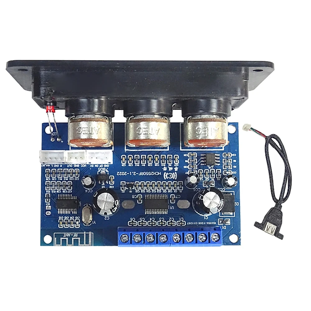 

2.1 Channel Bluetooth Digital Amplifier Board 2x25W+50W BT5.0 Subwoofer Class D Audio Board DC12-20V with USB Cable