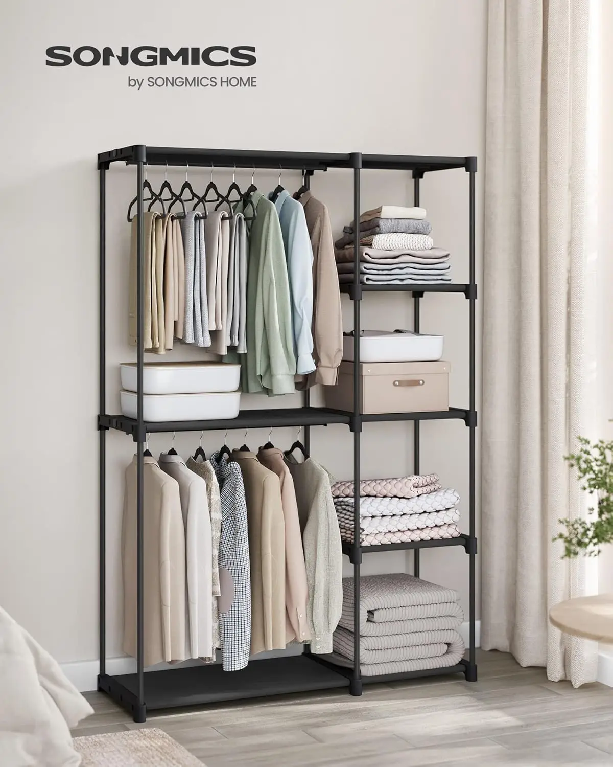 

Portable Closet, Freestanding Closet Organizer, Clothes Rack with Shelves, Hanging Rods, Storage Organizer, for Cloakroom