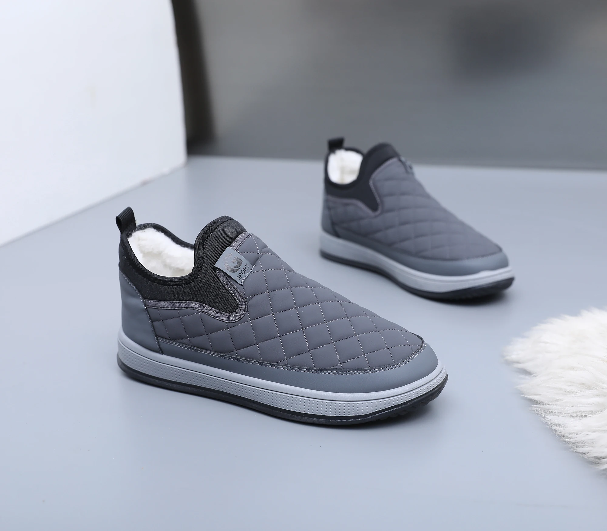 Men's Winter Warm Slip On Walking Shoes 2026 Fleece Lined Waterproof Synthetic Leather Non Slip Soft Sole Daily Casual Footwear