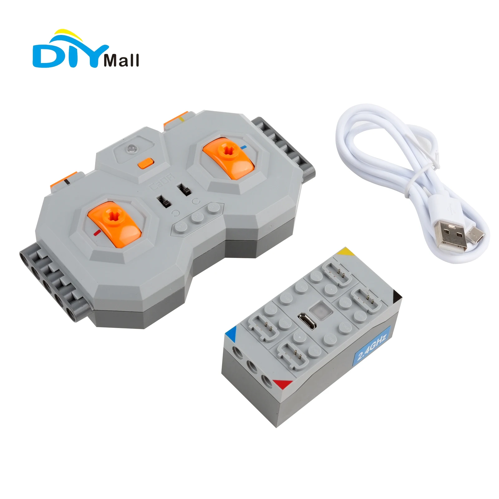 Rechargeable 4/8-Channel Remote Control Set with Li-ion Battery Box, Speed Adjustable for Building Block Motors