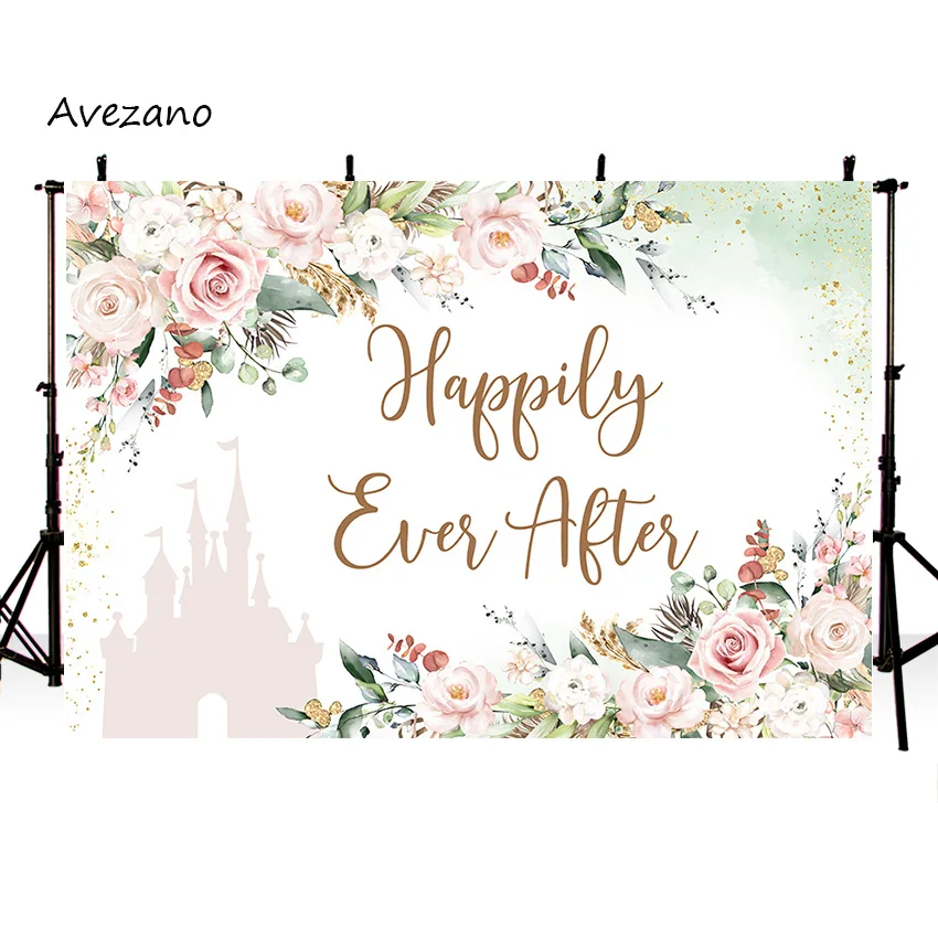 Avezano Weeding Backdrop Happily Ever After Eucalyptus Leaves Flowers Bridal Shower Party Decor Photography Background Photocall