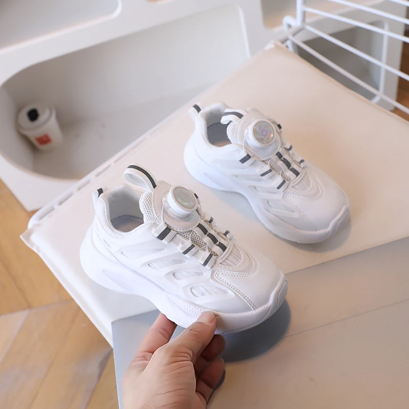 2025 أحذية رياضية للأطفال ربيع الخريف نمط جديد تنفس شبكة أحذية رياضية الدانتيل متابعة الأوسط كبير الاطفال المرأة احذية الجري #4