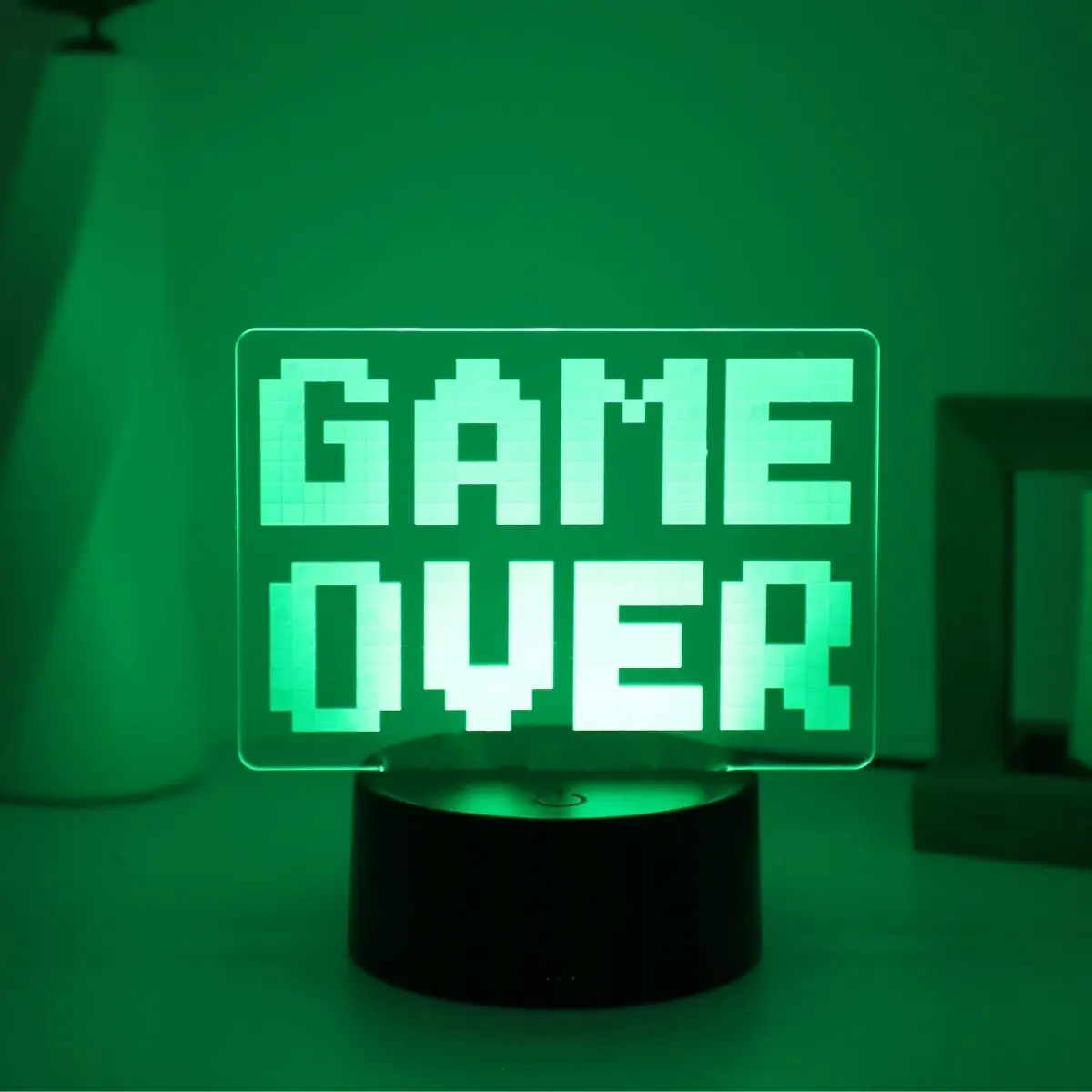 1pc GAME OVER 3D Acrylic Night Light USB RGB LED Lamp Gaming Room Decor Gift for Gamers Boys Desktop Decor