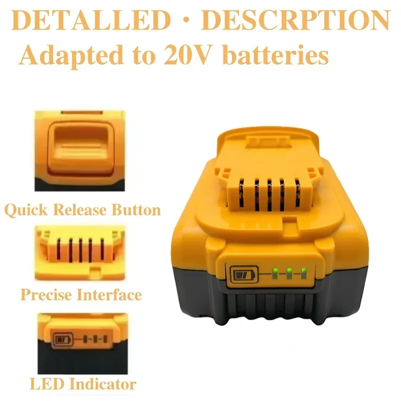 New 100% Original 12000mAh 20V for Dewalt Power Tool Battery DCB206 20V 12.0Ah Battery DCB206 20V Battery DCB205 DCB200 DCB204-2