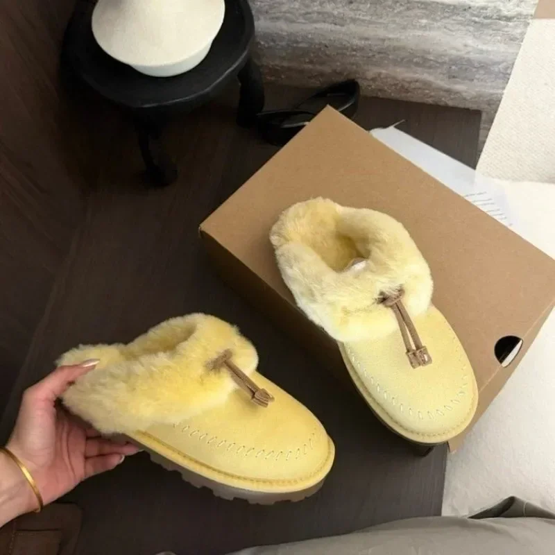 home-and-leisure-versatile-flip-over-non-slip-sole-with-fur-toe-women's-autumn-and-winter-new-warm-deer-skin-lined-plush-shoes