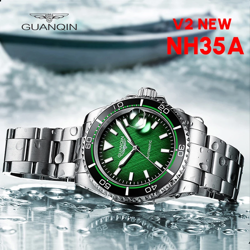 Guanqin Automatic Mechanical Watch NH35A Men\'s Watch Sapphire Fashion Sports Watch Stainless Steel Waterproof Luminous 2022 New